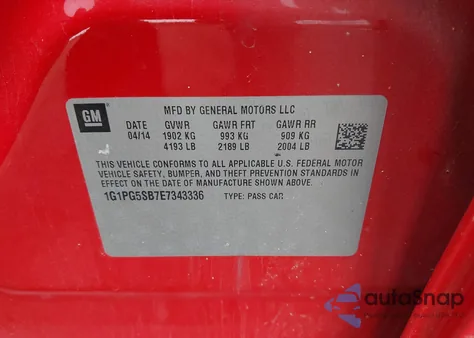 2014 Chevrolet Cruze Ltz from USA, damaged, VIN 1G1PG5SB7E7343336